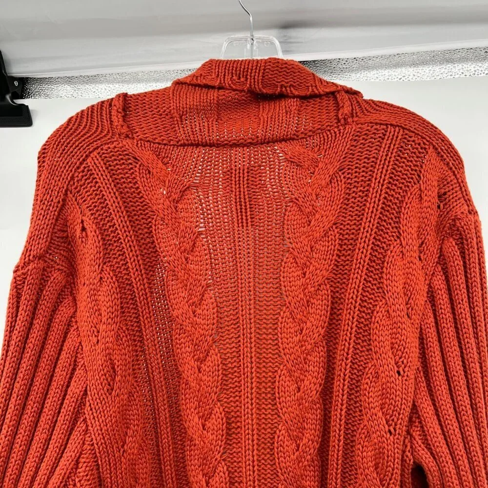 Chico's Womens Knit Cardigan Open Front Burnt Orange Size XL